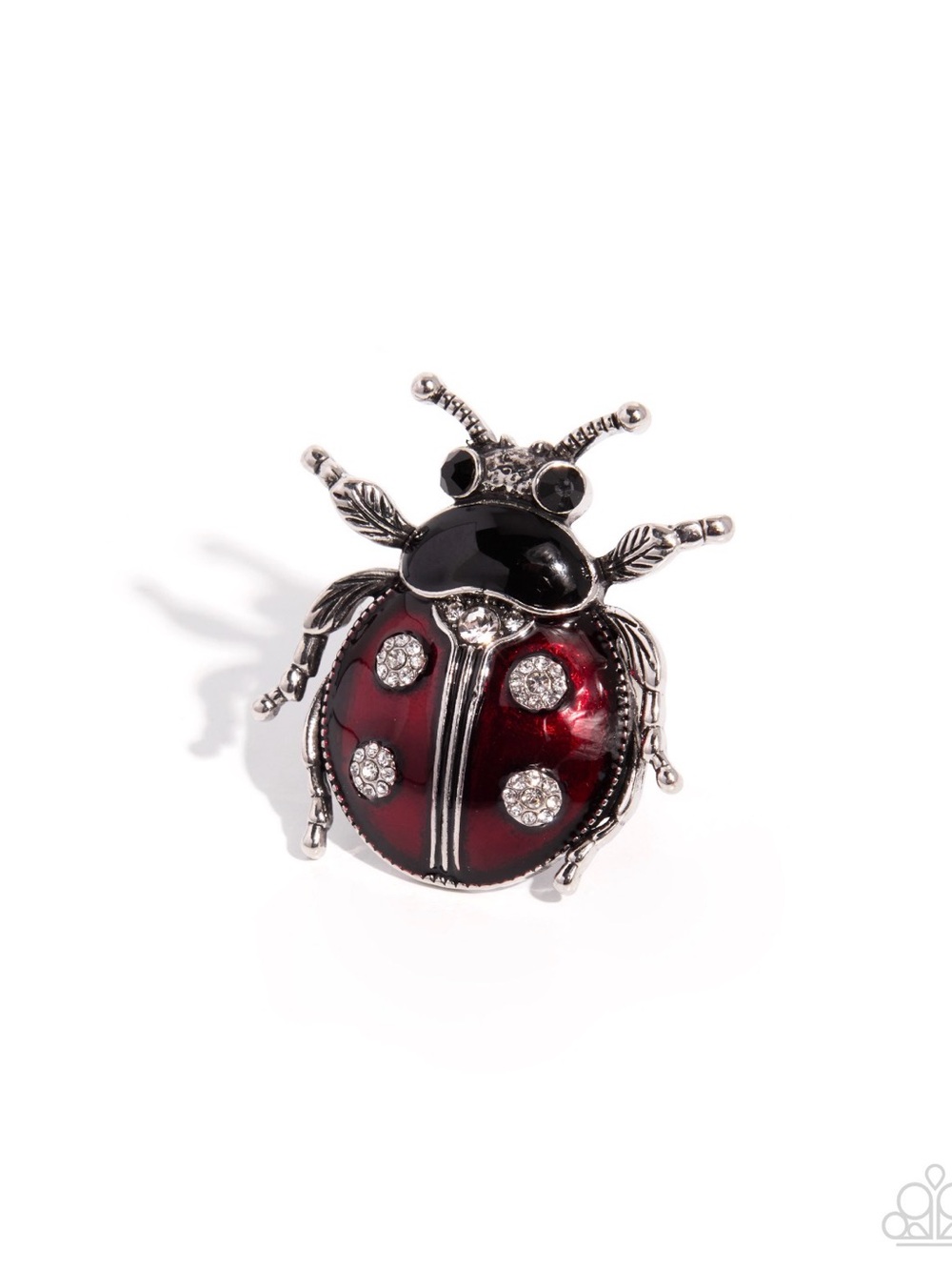 Crystal Accent Red Ladybug Ring